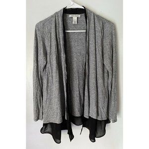 White House Black Market Size Small Gray Black Open Front Knit Cardigan